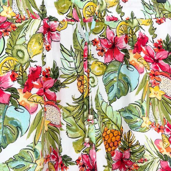 Chicos Tropical Flower Fruit Print Drawstring Shorts Size 8 (Chicos Size 1) - Picture 2 of 6